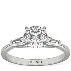 Tapered Baguette Diamond Engagement Ring in 14k White Gold (0.14 ct. tw.)
